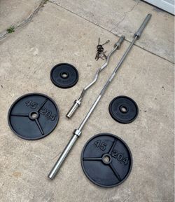 Olympic Weights, 7-ft Olympic Bar, EZ Curl Bar