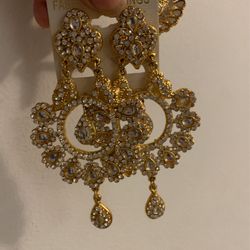 Indian Pakistani Earrings With Ring 