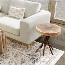 Merrill Solid Teak Wood Stick Base Accent Table by East at Main 