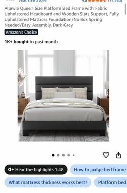 Queen gray bed frame
