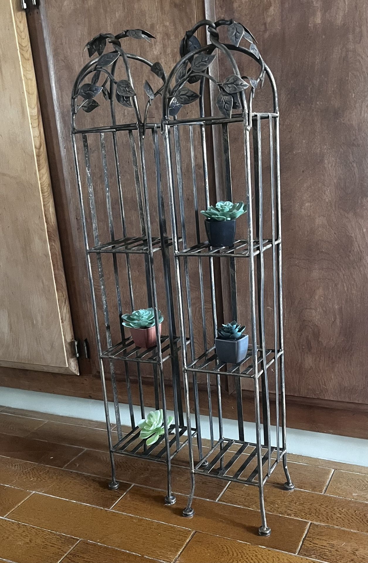 Vintage 3 Tier Wrought Iron Shelves Set