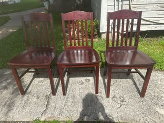 3 Solid Wooden Restaurant Chairs $60 each