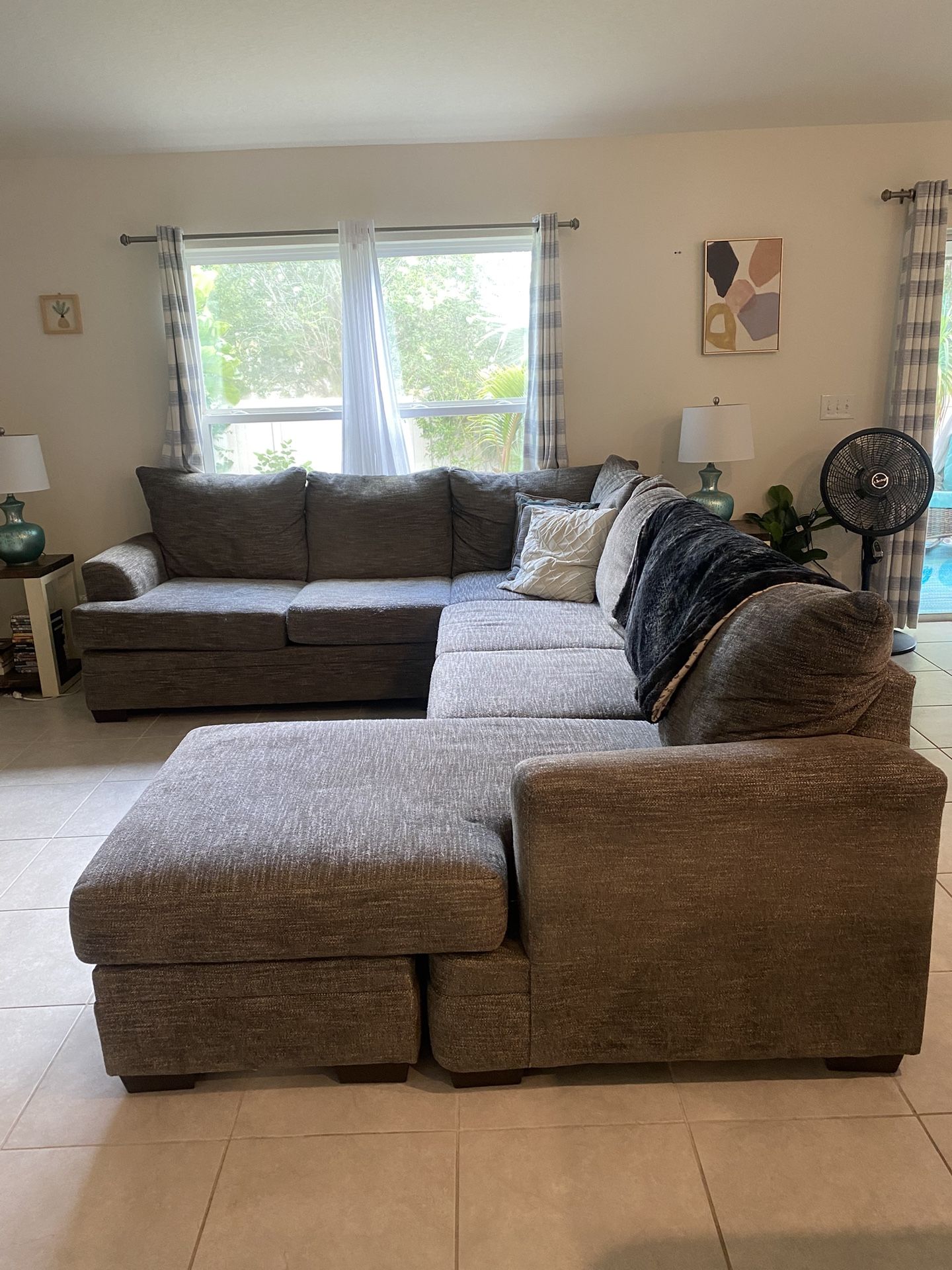 Large Gray Sectional Couch