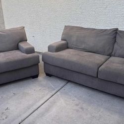 Gray Ashleys Furniture Couch And Loveseat (WILL DELIVER)