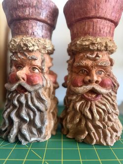 Hand Carved Santa Candle Holders