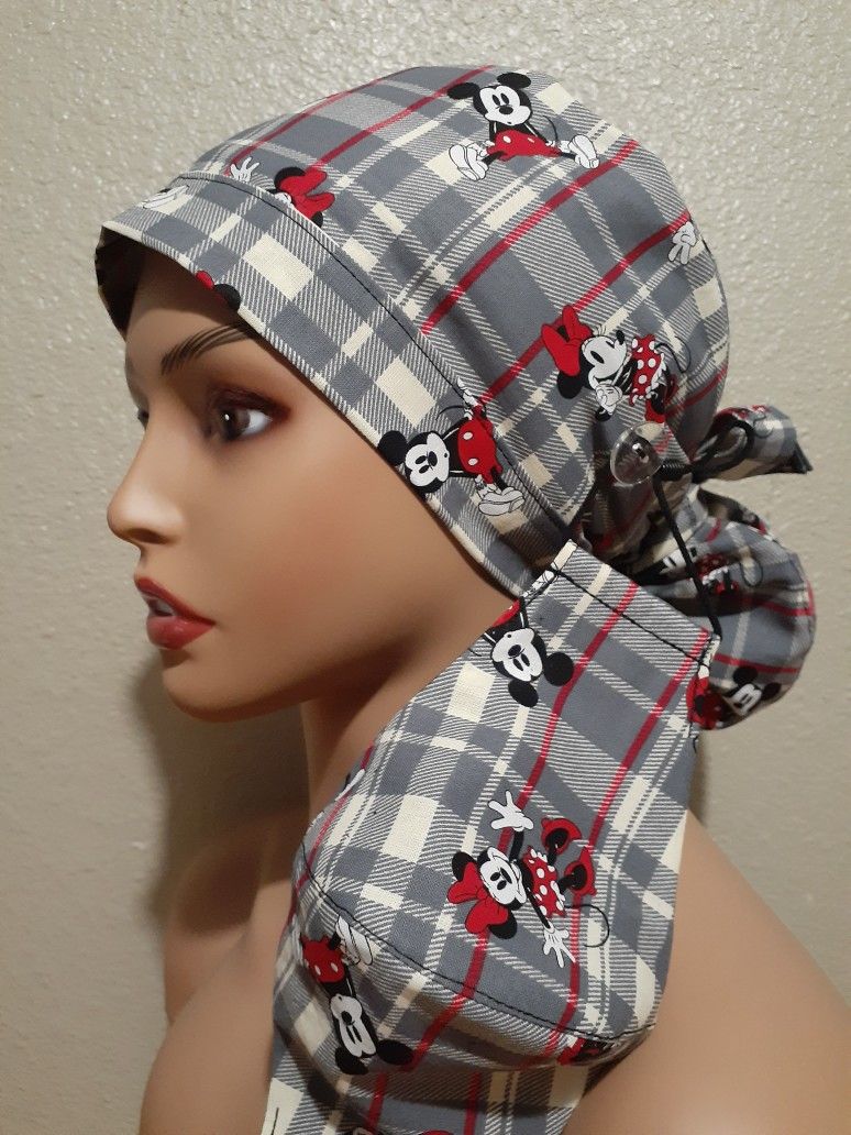 Scrub Hat Set / Minnie Mouse/ Ponytail style/ Medical Worker/ Chef/Chemo