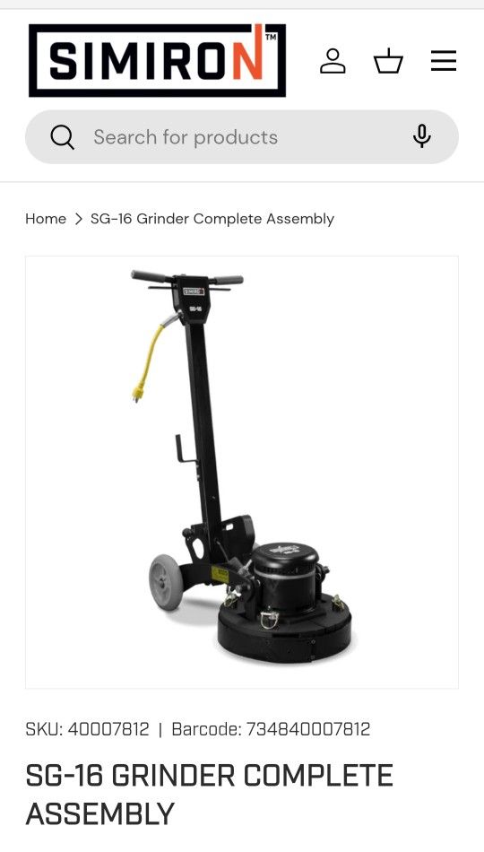 Simiron SG-16 Grinder + SV3 Three-Motor HEPA Vac – Brand New (Never Used)