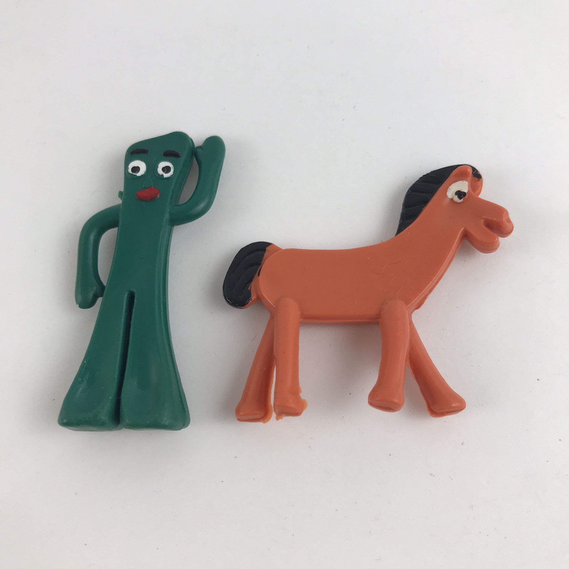 Gumby and Pokey Retro Cartoon Characters 2” Tall Made of Rubber NEW