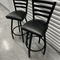 Two Solid Metal Swing Top High Bar Stools