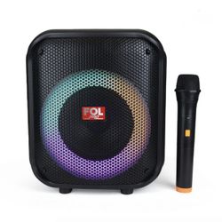 FOL Bluetooth  Rechargeable SPEAKER WITH WIRELESS MICROPHONE AND LED Lights  