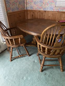 Old solid wood dining table and chairs- 50 obo