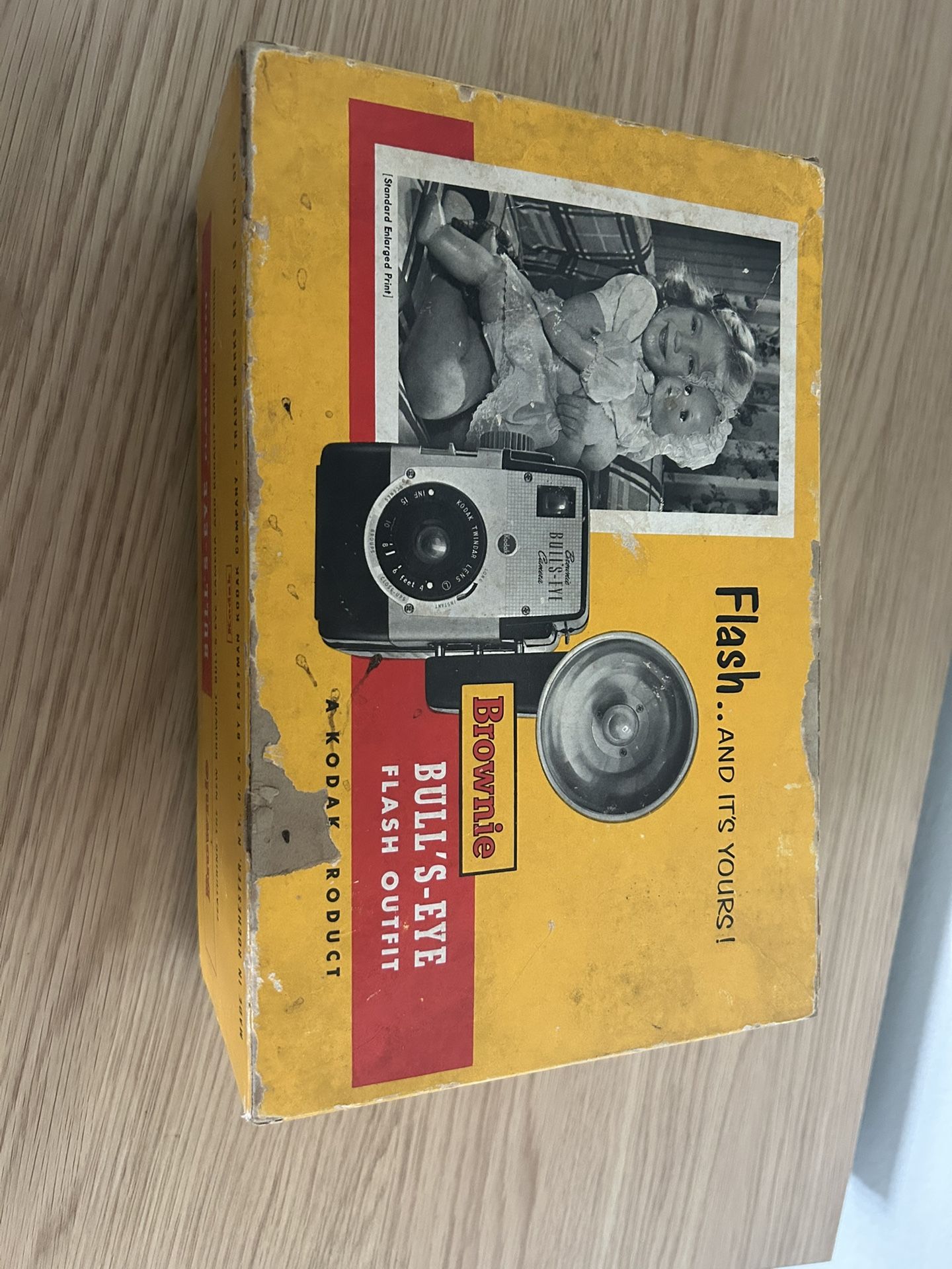 Kodak Brownie Bullseye Camera with Flash and Accessories in Original Yellow Box