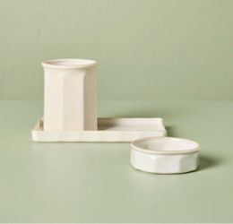 3pc Ceramic Desk Organizer Set Cream - Hearth & Hand™ with Magnolia