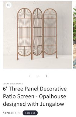 6' Three Panel Decorative Patio Screen - Opalhouse designed with Jungalow
