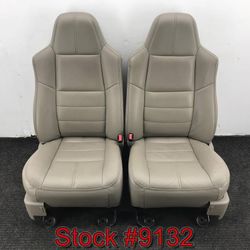 Gray Leather Front Bucket Seats For A 2008 Through 2011 Ford F250 F350 Stock #9132