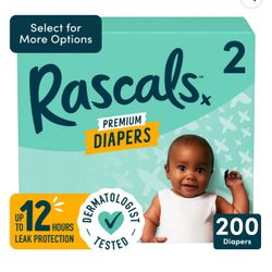 Rascals Size 2 Diapers 200 Count