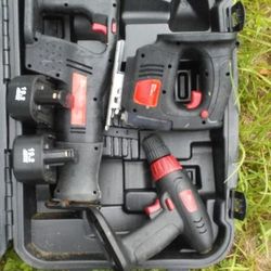 19.2 volt cordless tool set w travel case - $44
