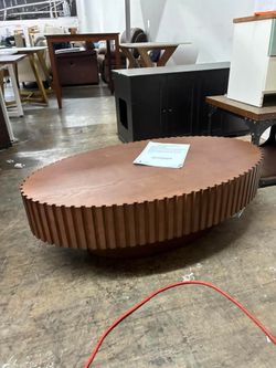 KEVINSPACE Oval Coffee Table Wood for Living Room Modern Wooden CoffeeTables Fluted CoffeeTable Small CenterTable Accent TeaTable Mesa R