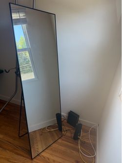 Full Length Floor Mirror with Black Metal Frame
