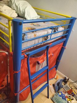 Oates lofted bed with slide and tent hot sale