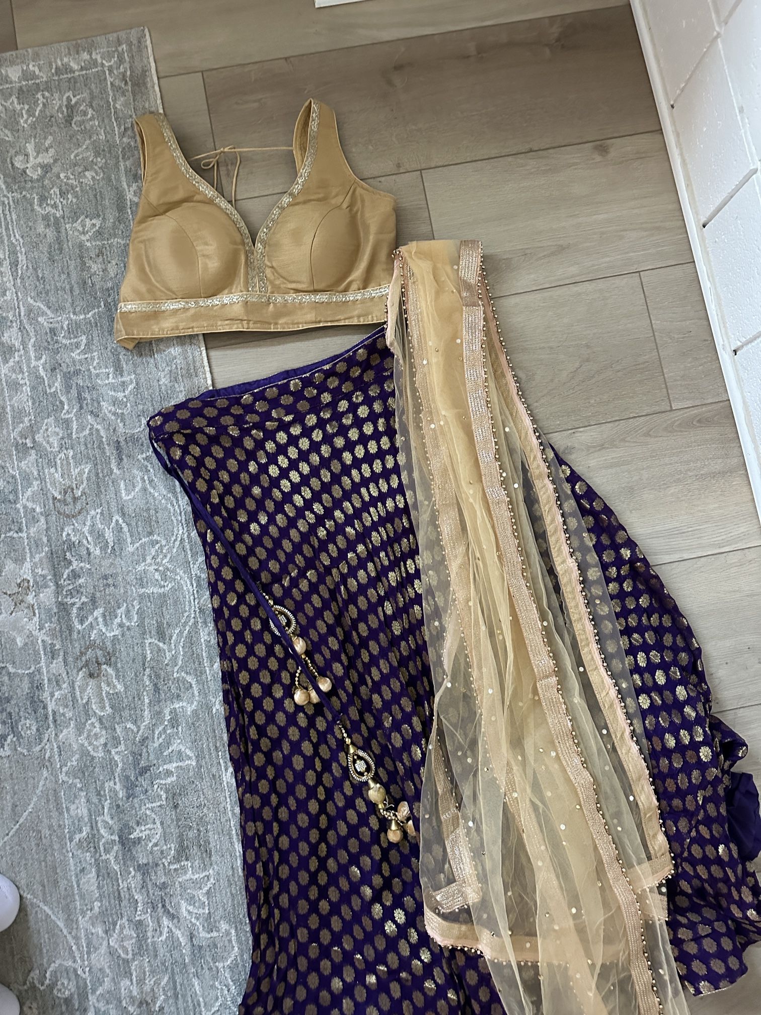 Purple Saree (3 Piece Set) 
