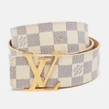 LV Damier Azur Canvas Lv Initiales Belt In Cream