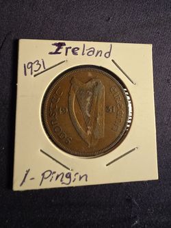 1931 Irish Free State one penny (1 pingin) bronze coin