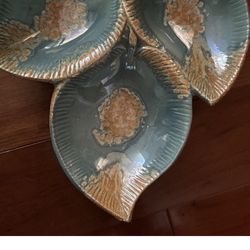 Large Mid Century Modern Vintage Serving Dish Aqua Blue Maurice Of Calif 