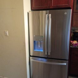 3 DOOR STAINLESS FRIDGE ( LIKE NEW)