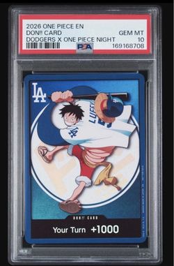 2026 ONE PIECE ENDON!! CARD DODGERS X ONE PIECE NIGHT GEM MT PSA 10