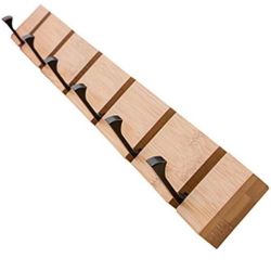 DAFEN Wooden Wall Mounted Folding Rack, Modern Wall Floating Coat Hook Rack Space-Saving Coat Hanger for Coats, Hats, Scarves, Key (Wooden 6 Hooks

