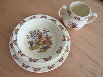 Royal Doulton Bunnykins Plate Bowl Mug Set - Vintage 1970s English China