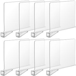 Boao 8 Pcs Shelf Dividers for Closet Organization Acrylic Clear Shelf Divider Purse Organizer Handbag Separator Bookshelf Divider for Closet Bedroom K