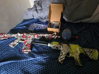 Gel blaster guns with safety glasses