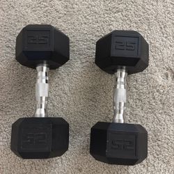 Two 25lb Dumbbells For Sale