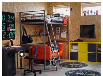 Silver metal loft bed - Ikea