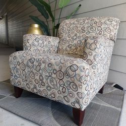 Multicolor Geometric Fabric Accent Chair