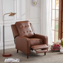 Brown PU Leather Reclining Armchair [NEW] **Assembly Req 