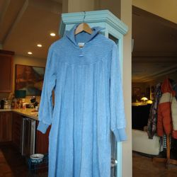 Blue Chenille Half Zip Robe