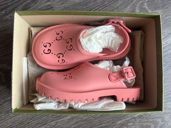 GUCCI Kids blue Rubber gg Sandals 27