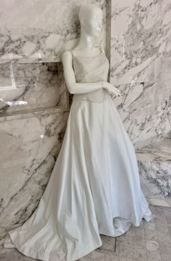 Vintage Monique Bridal Wedding Dress Size 10 White Beaded Satin Gown Train