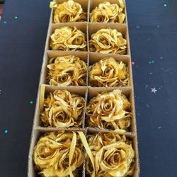 Gold Floral Silk Balls 