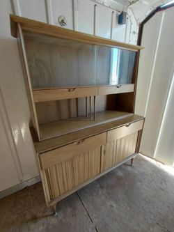 Mid century tambour credenza/ hutch