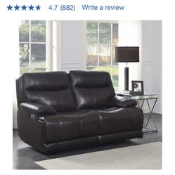 Ridgewin Leather Power Reclining Loveseat 