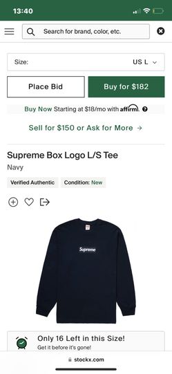 (L) Supreme Long Sleeve Box Logo- Navy