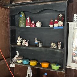 Antique Black Hutch & Decor