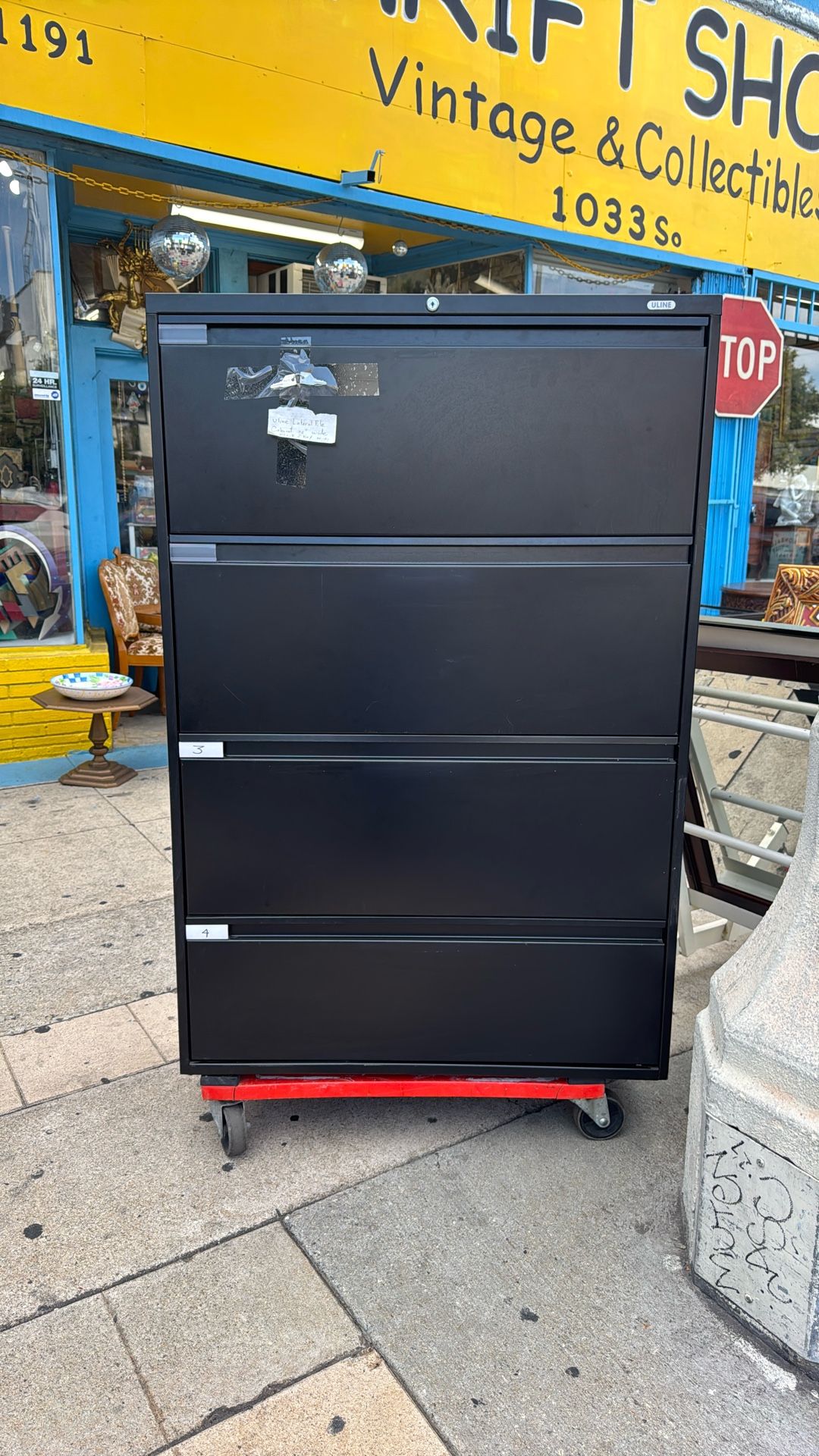 ULINE LATERAL FILE CABINET BLACK 36” Wide X18” Wide X55” Height