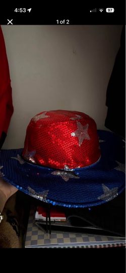 Red and Blue Sequin Star Cowboy Hat