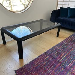 Vintage Deco glass and wood coffee table