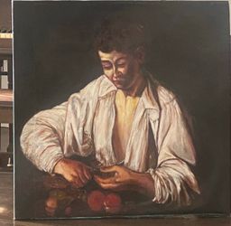 Boy Peeling a  Fruit by Caravaggio  replica